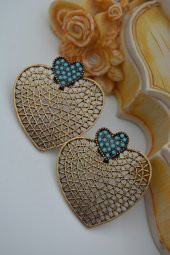 STONEAGE TURKUAZ TAŞLI KALP KÜPE thumbnail 6