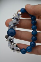 STONEAGE Güzel Bayan Bileklik Ceyt İnci ve Lapis Lazuli Taşlı El Yapımı thumbnail 1