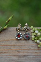 STONEAGE Yakut ve Zirkon Taşlı Bayan Otantik Küpe - 1