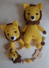 Aslan Kral Uyku Arkadaşı Seti Amigurumi Organik Oyuncak thumbnail 2