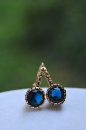 STONEAGE Mavi Safir Zarif Bayan Küpe thumbnail 2