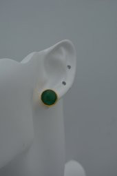 STONEAGE YEŞİM TAŞLI EL YAPIMI KÜPE thumbnail 1