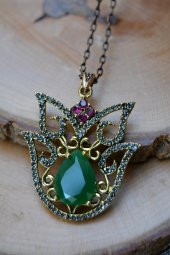 STONEAGE JEWELLERY Kök Zümrüt Otantik Bayan Kolye thumbnail 1