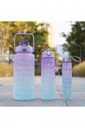 Hayal Sepeti  3lü Set Su Matarası Su Şişesi Suluk 2lt+900ml+600ml Tritan Spor Salonu Su Şişesi Suluk - 9