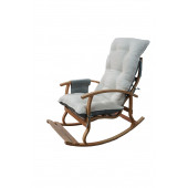 Mobildeco Padişah Erciyes Ahşap Çift Minderli Cepli Sallanan Sandalye Gri/Krem - 4