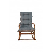 Mobildeco Padişah Erciyes Ahşap Çift Minderli Cepli Sallanan Sandalye Gri/Krem - 5