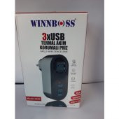 Wınnboss 3x USB Li Termal Akım Korumalı Priz - 1