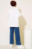 Kapüşonlu Fermuarlı Salaş Hırka Ekru thumbnail 3