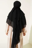 Şifon Sufle Hazır Şal Siyah - 3
