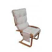 Mobildeco Şehzade Ahşap Cepli Yaylanır Dinlenme Koltuğu Çift Renktir Kahve / Krem - 2