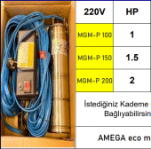 AMEGA MGM-P 200 2 HP 220v 25 mt. Kablolu & Panolu Bronz Yağ Çemberli Dalgıç Pompa Çıplak Motoru - 2