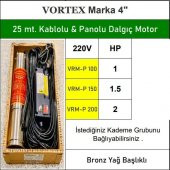 VORTEX VRM-P 100 1 HP 220v 25 mt. Kablolu & Panolu Bronz Yağ Çemberli Dalgıç Pompa Çıplak Motoru - 2