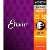 Elixir 11027 Nanoweb 80/20 Bronze Akustik Gitar Teli (11-52) - 1
