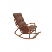 Mobildeco Vezir Erciyes Ahşap Çift Minderli Cepli Sallanan Sandalye Kahve/Krem - 1