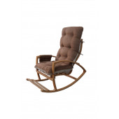 Mobildeco Vezir Erciyes Ahşap Çift Minderli Cepli Sallanan Sandalye Kahve/Krem - 3