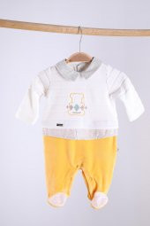 Babyhola Kadife Kumaş Yenidoğan Zıbın Önlük Şapka Tulum Battaniye 5'li Set Hastane Çıkışı Hediyelik 12578 - 3