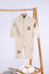 Babyhola Bayramlık Kot Kumaş Kız Erkek Bebek Tulum 12304 - 4