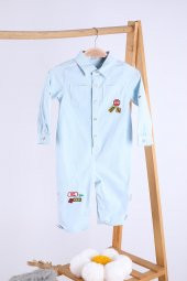 Babyhola Bayramlık Kot Kumaş Kız Erkek Bebek Tulum 12304 - 7