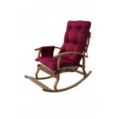 Mobildeco Padişah Erciyes Ahşap Çift Minderli Cepli Sallanan Sandalye Bordo/Krem - 3