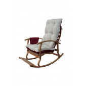 Mobildeco Padişah Erciyes Ahşap Çift Minderli Cepli Sallanan Sandalye Bordo/Krem - 4