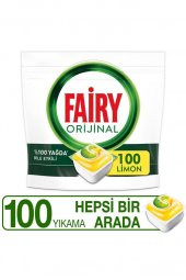 Fairy Hepsi Bir Arada 100 Yıkama Bulaşık Makinesi Deterjanı Tableti / Kapsülü Limon Kokulu - 1