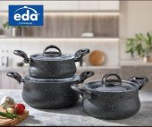Eda 3 lü granit döküm 3 lü güveç set - küçük tencere seti takımı - 1