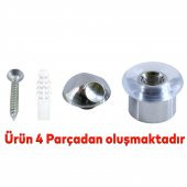 Kapı Stoperi Kapı Altı Durdurucu Tutucu Tamponu Silikonlu Contalı Stopu Vidalı Parlak Krom 35 mm - 3