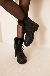Albishoes M.P Kaymaz Taban Soğuk Geçirmez Suya Dayanıklı Kürklü Kadın Bot Postal Çizme Kışlık Bot - 3