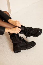 Albishoes M.P Kaymaz Taban Soğuk Geçirmez Suya Dayanıklı Kürklü Kadın Bot Postal Çizme Kışlık Bot - 6