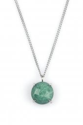 Amazonit Doğal Taş Gümüş Renkli Kolye thumbnail 1