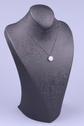 Kristal Kuvars Doğal Taş Gümüş Renkli Kolye thumbnail 2