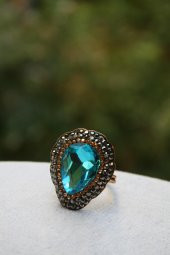 STONEAGE JEWELLERY Kristal Taşlı El Yapımı Yüzük - 1