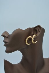 STONEAGE Halka Küpe Altın Kaplama Zarif Modern thumbnail 6