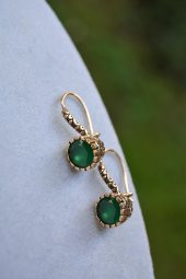 STONEAGE Zümrüt Doğal Taş Yeşil Bayan Küpe thumbnail 2