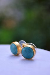 STONEAGE Turkuaz Doğal Taş Altın Kaplama Kadın Küpe thumbnail 2