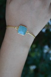 STONEAGE Aventurin Doğal Taş Tasarım Altın Kaplama Bayan Bileklik thumbnail 1