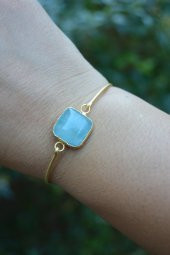 STONEAGE Aventurin Doğal Taş Tasarım Altın Kaplama Bayan Bileklik thumbnail 3