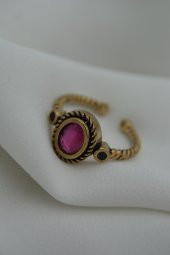 STONEAGE BAROK TASARIM YAKUT TAŞLI YÜZÜK - 6