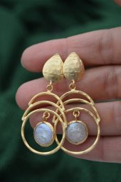 STONEAGE Gerçek İnci Küpe Altın Kaplama El Yapımı Özel Tasarım thumbnail 3