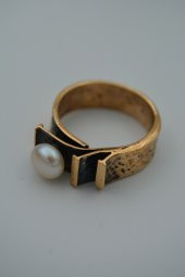 STONEAGE Gerçek İnci Ayarlanabilir Bayan Yüzük Madeni Bakır thumbnail 6