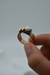 STONEAGE Gerçek İnci Ayarlanabilir Bayan Yüzük Madeni Bakır thumbnail 8