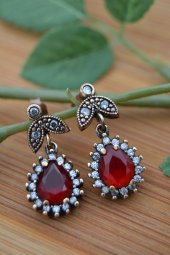 STONEAGE Yakut ve Zirkon Taşlı Zarif Küpe - 4