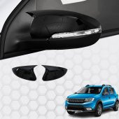 Dacia Sandero Stepway (2012-2020) - Yarasa Ayna Kapağı - (2 Parça ABS Plastik) - (HB-5K-Piano Black) - 1