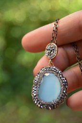 STONEAGE JEWELLERY Kedi Gözü Bebek Mavisi Bayan Kolye thumbnail 3