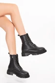 Artı-Artı034-2244 Kadın Kalın Hafif Tabanlı Taşlı Siyah Postal Bot thumbnail 4