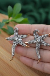 STONEAGE Deniz Yıldızı Zirkon Taşlı Bayan Küpe thumbnail 4