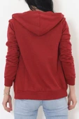İç Tüylü Kapşonlu Fermuarlı Sweat Bordo - 11866.108. - 8
