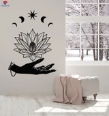 Oturma Odası, Yatak Odası Duvar Sticker Yoga Stüdyosu Odası El Spa Gevşeme Lotus Çiçeği Çıkartmaları thumbnail 1