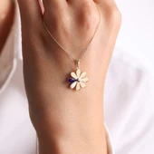 Altın Papatya Kolye Mineli thumbnail 3