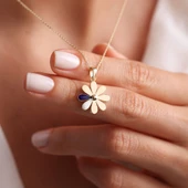 Altın Papatya Kolye Mineli thumbnail 2